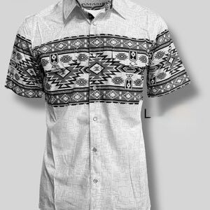 Buy 3 get 1 Free‼️Cow boy Black and White Casual Button Down Shirt